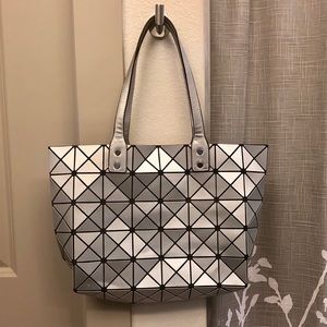 Matte Silver Geometric Tote
